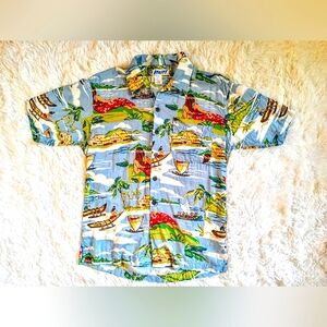 Vintage :: Utility Hawaiian Tropica Hula Girl Tikil Shirt Cotton Size Small